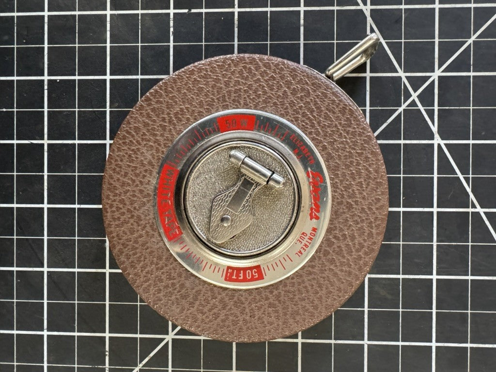 Evans White Tape – 50ft – NOS – Leather Casing w/ Clear Plastic Cover