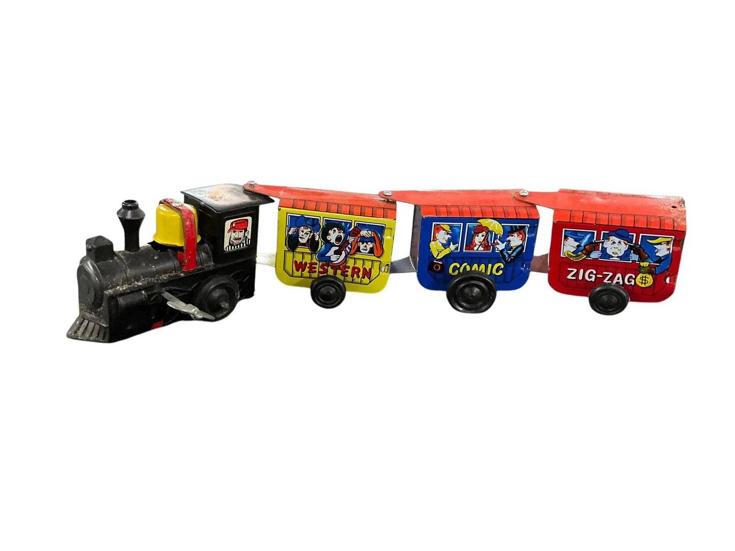 Two Wind-Up Trains and a Lithographed Tin Locomotive Vintage 1950's(?)