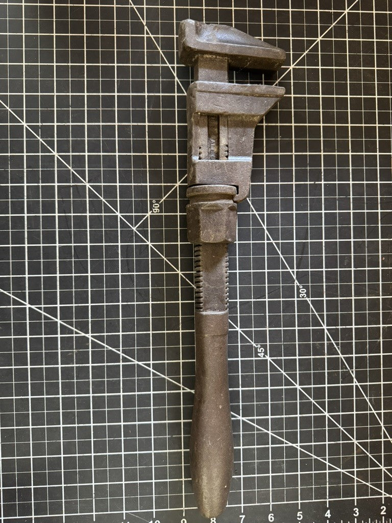 Vintage 16” Adjustable Wrench – Marked “Wabash R.R.” – Solid Metal Handle