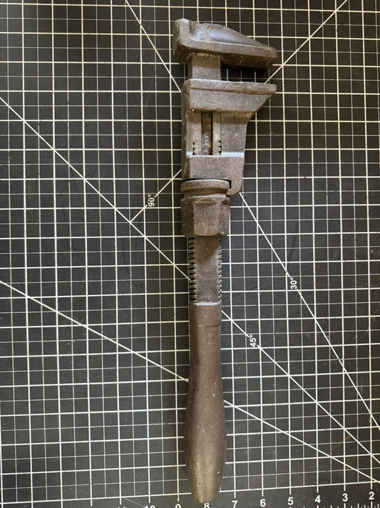 Vintage 16” Adjustable Wrench – Marked “Wabash R.R.” – Solid Metal Handle