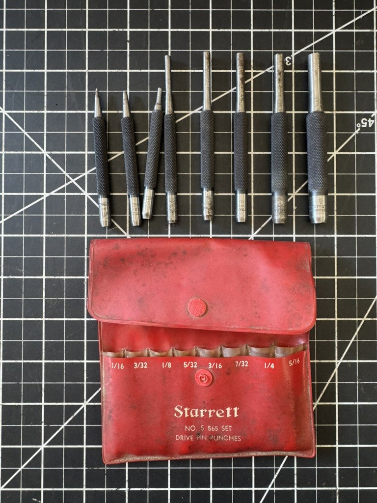 Starrett No. S565 8-Piece Drive Pin Punch Set 1/16”–5/16” in Original Pouch