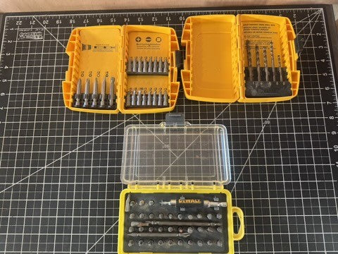 Lot of 3 Bit Sets – Dewalt 21pc, 5pc Starter Set, & Workforce 34pc Accessory Kit