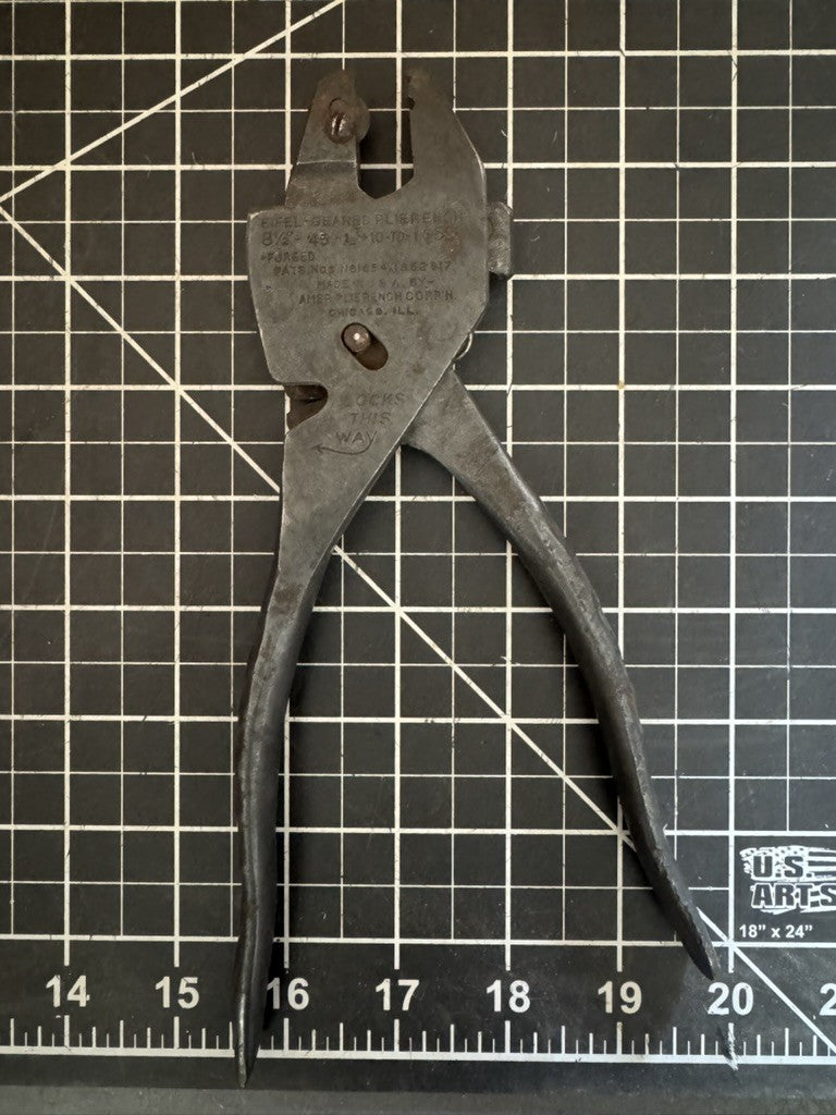 Vintage Eifel Geared Plierench Pliers Wrench 8-1/2” 42 Made – Chicago USA – 1916