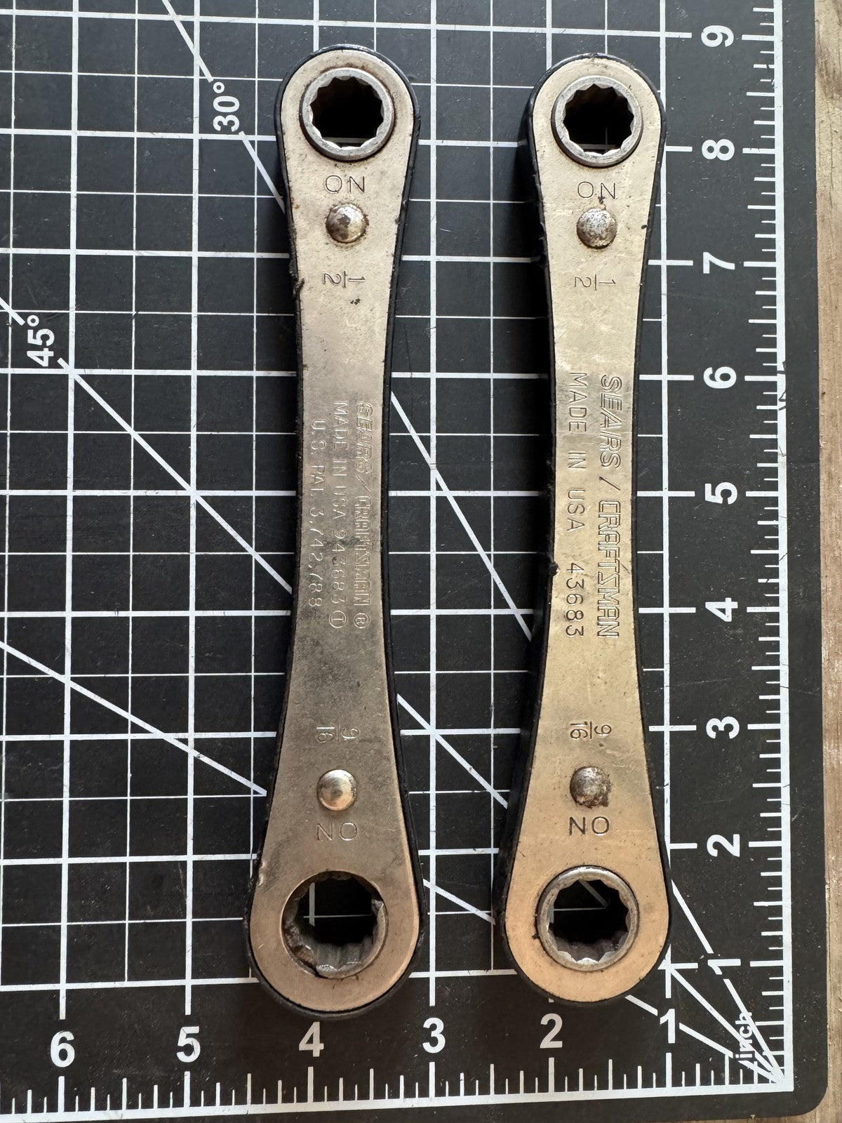 Vintage Craftsman Flat Ratchet Wrench Set – Nos. 43683 & 943683 – 1/2" & 9/16"