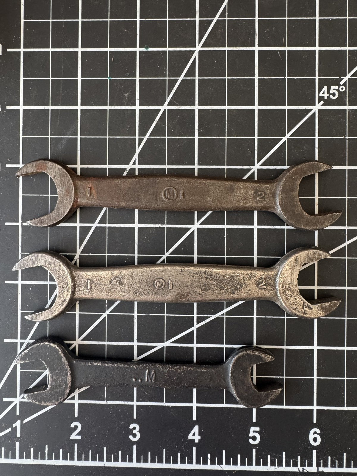 Lot of 3 Vintage Ford Motor Co. Open End Wrenches – USA – 5" & 6"