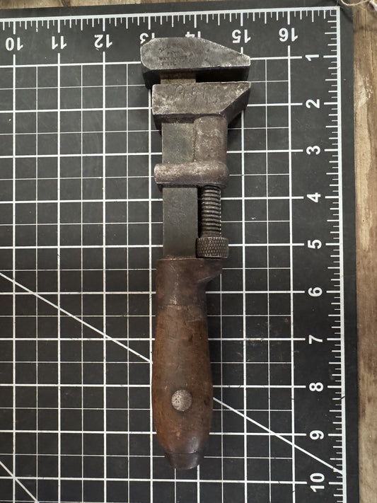 Vintage 9" Coes Monkey Wrench – Wood Handle, Adjustable, Worcester, Mass.