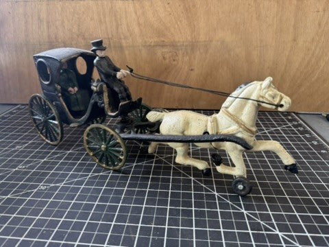 Vintage Antique Cast Iron Horse Drawn “Victoria” Carriage – 15 1/2”