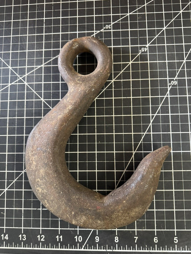 Vintage Iron Clevis Grab Hook – Large 10” x 9” – Nautical Industrial