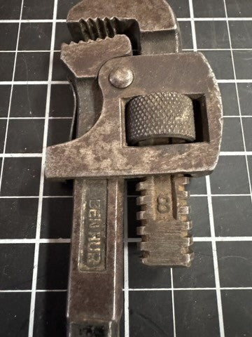 Ben Hur #8 Adjustable Pipe Wrench – 8” Vintage Plumbing Tool
