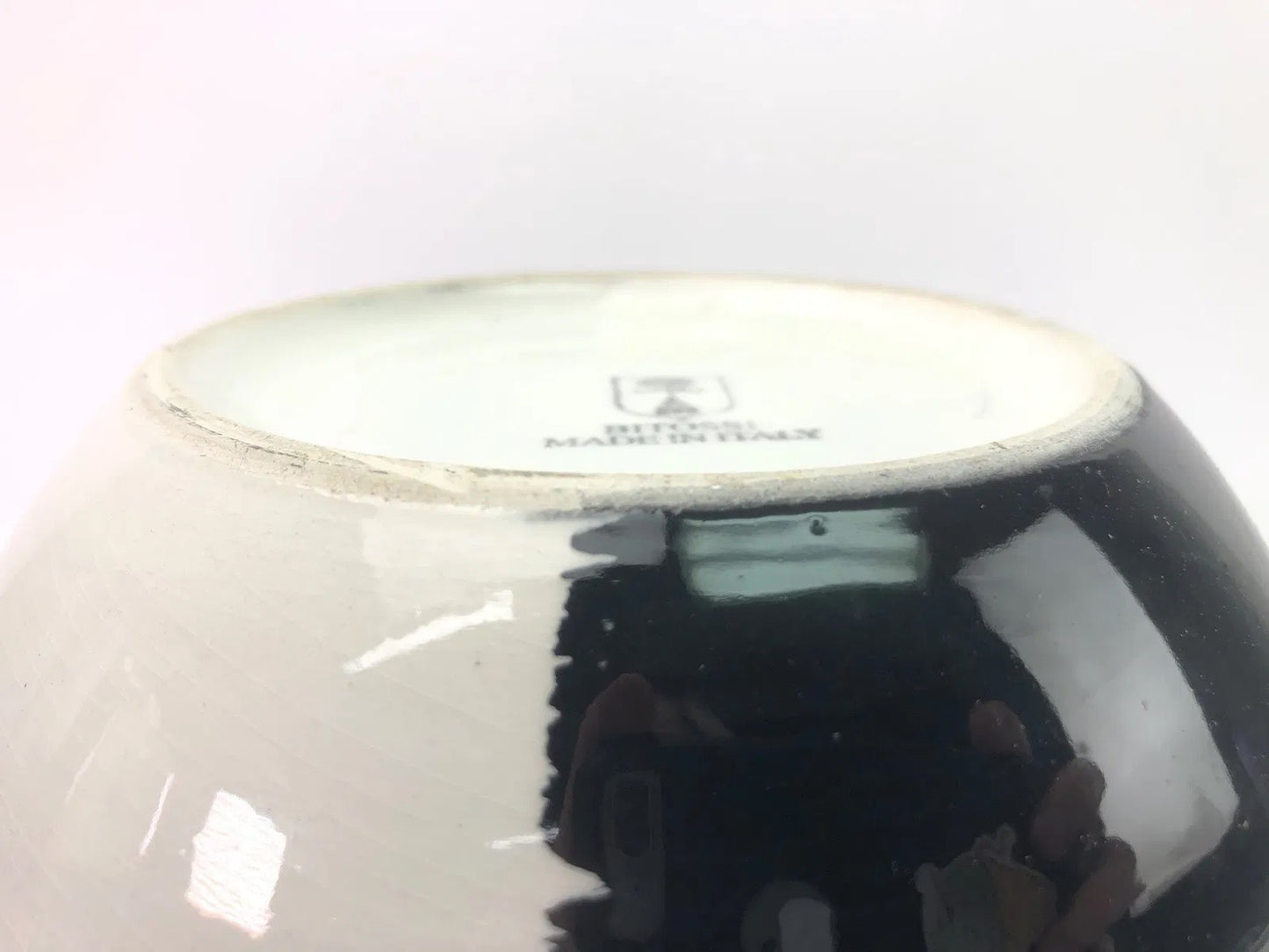 Handmade Bitossi Black & White Ceramic Vase – Made in Italy – 8” Tall