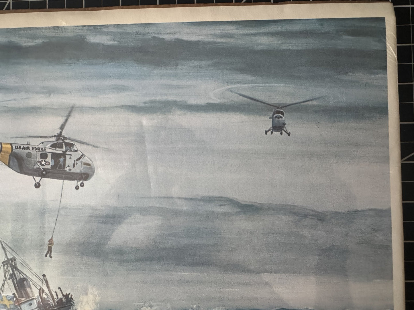 1970 "Life Line From The Sky" Military Art Print by Hubbell VTG USMC Aviation
