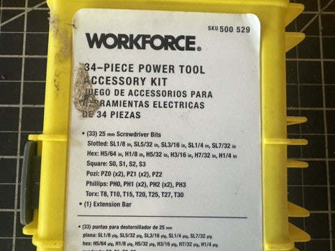 Lot of 3 Bit Sets – Dewalt 21pc, 5pc Starter Set, & Workforce 34pc Accessory Kit