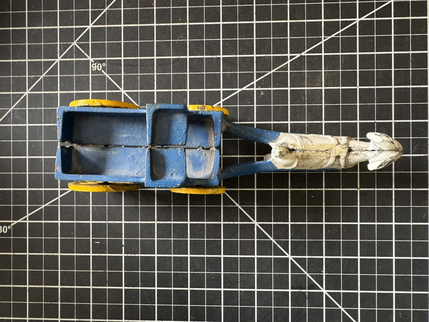 Vintage Cast Iron Express Goat Carriage Wagon Buggy Cart – Blue, 8”