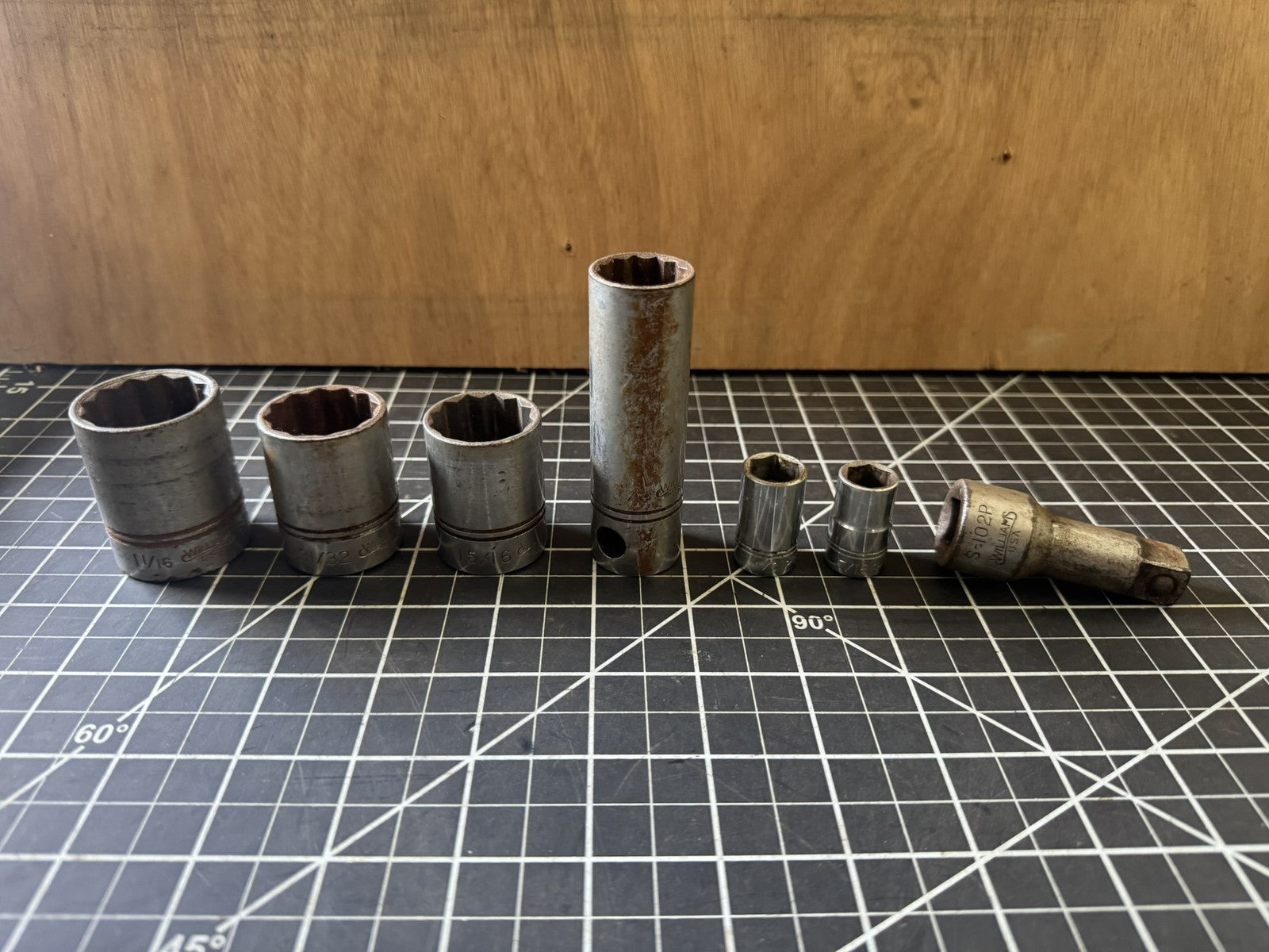 Lot of 7 Vintage Williams Sockets + Extension – Mixed Sizes – USA