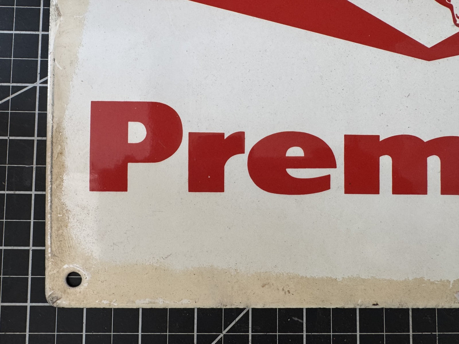 Vintage “Mobil Premium” Porcelain Gas Pump Plate Sign – Gas & Oil Advertising