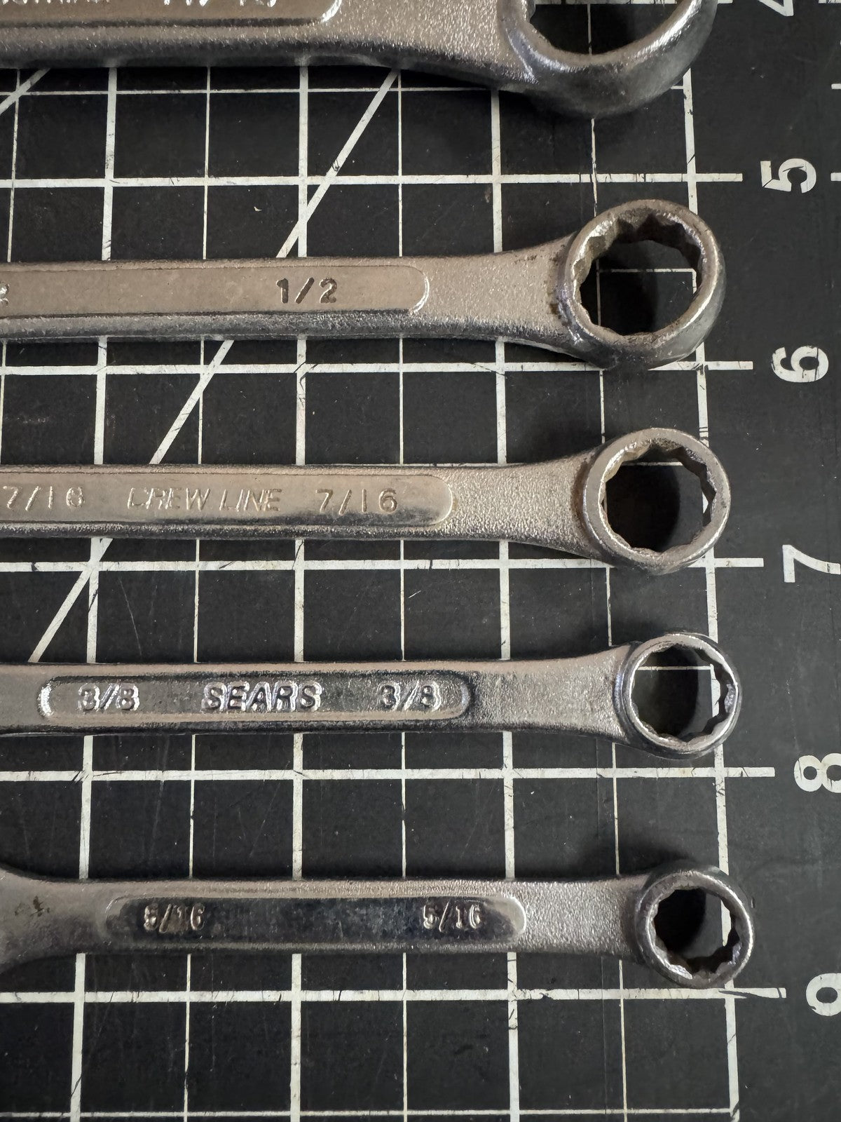 6pc Lot of Combination Wrenches – Mixed Brands – India – SAE 5/16” to 11/16”