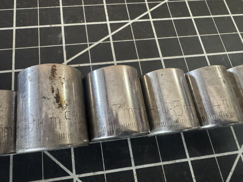 Vintage Craftsman G-Series 11pc Metric Socket Set – 9mm to 21mm – USA
