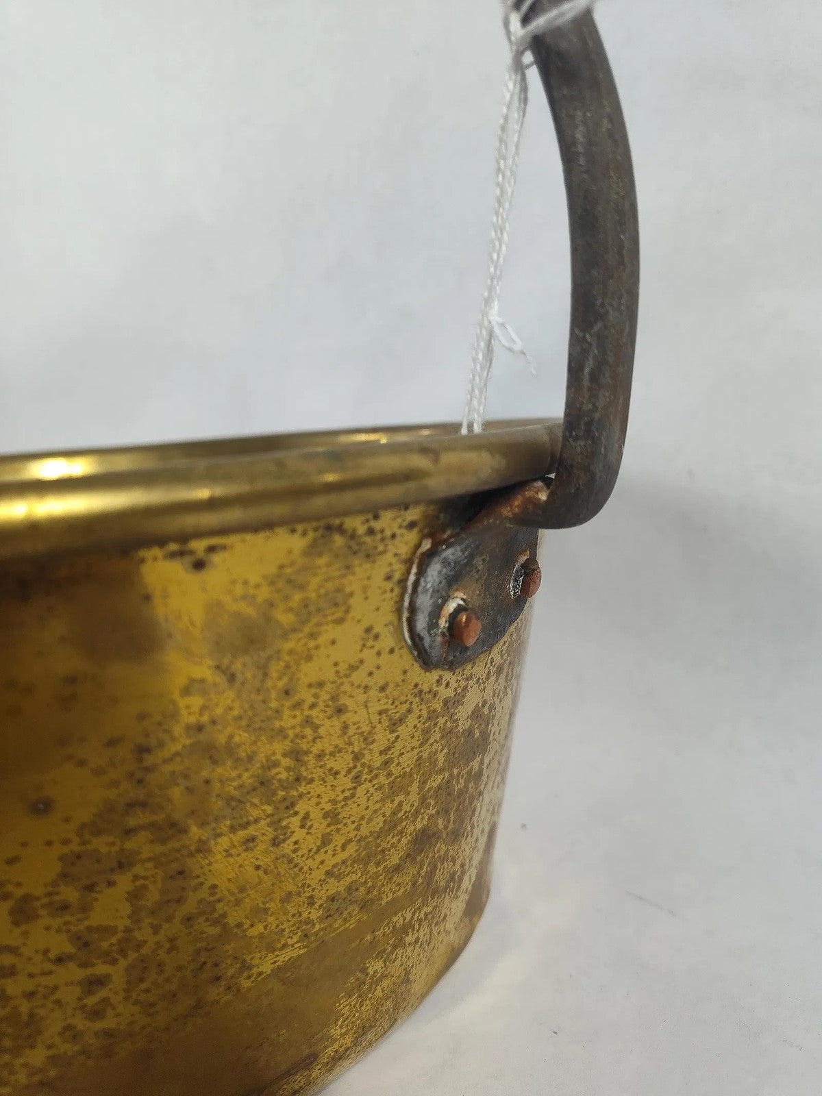 Antique Brass Bucket with Hand-Forged Handle – 5” Tall x 11.5” Diameter