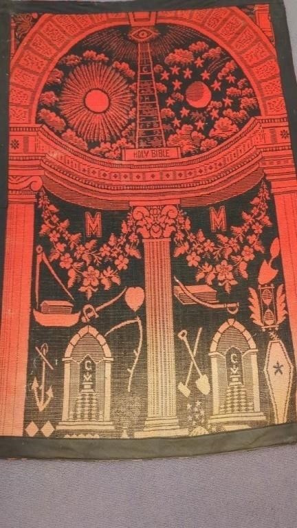 Antique Civil War Era Masonic Master's Carpet 34"x50" – Rare Fraternal Relic