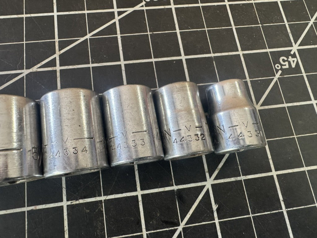 Vintage Craftsman V-Series 7pc Socket Set – 3/8” to 3/4” – 12pt – USA