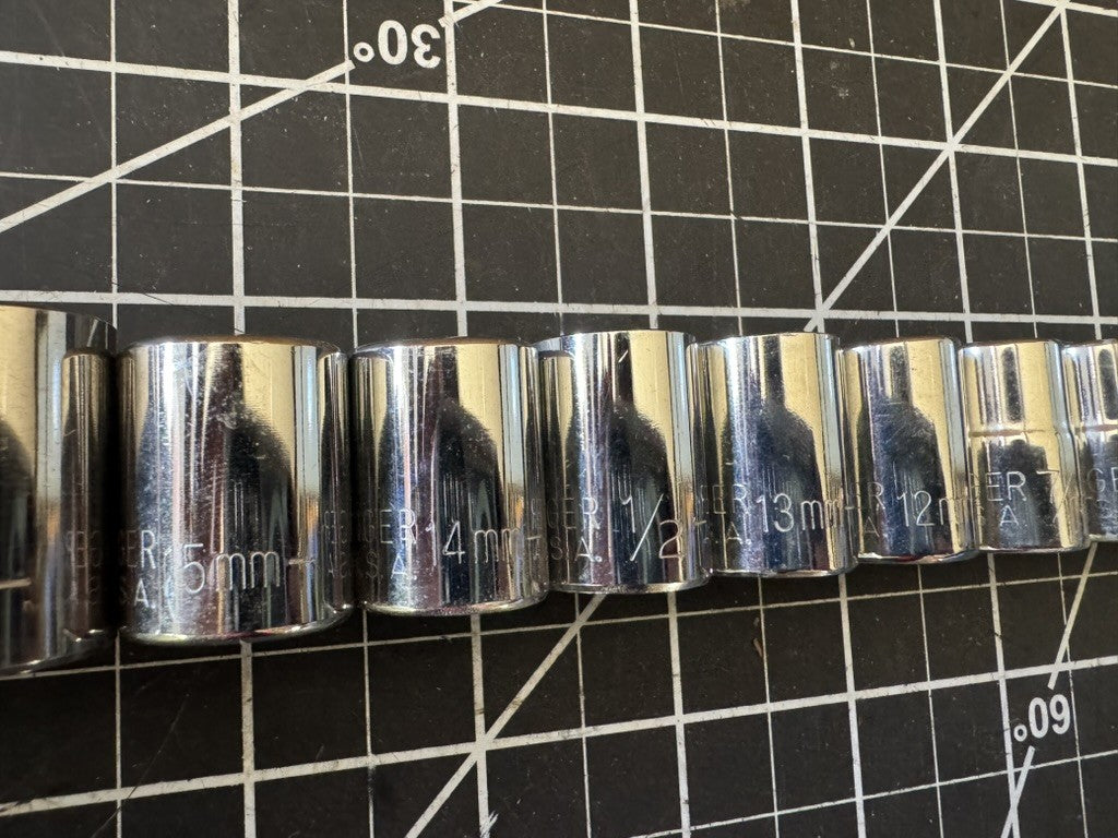 Vintage Challenger by Proto 17pc Socket Lot – SAE & Metric Mixed – USA