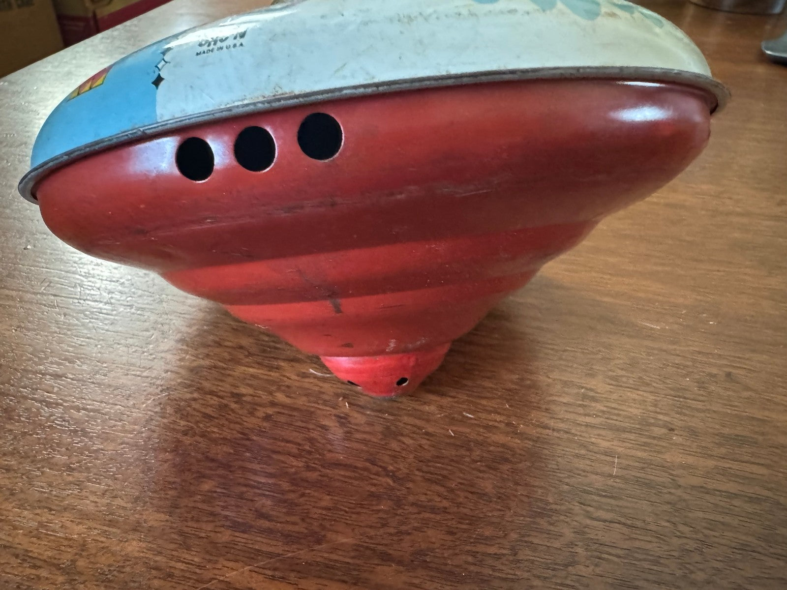 CHEIN PLAYTHINGS Nursery Rhymes Spinning Vintage Litho Metal Tin Top Made USA