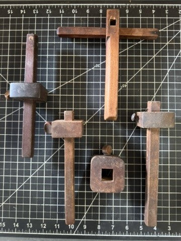 Lot of 4 Antique 1800s Primitive Wooden Marking Gauges – Measuring Tools