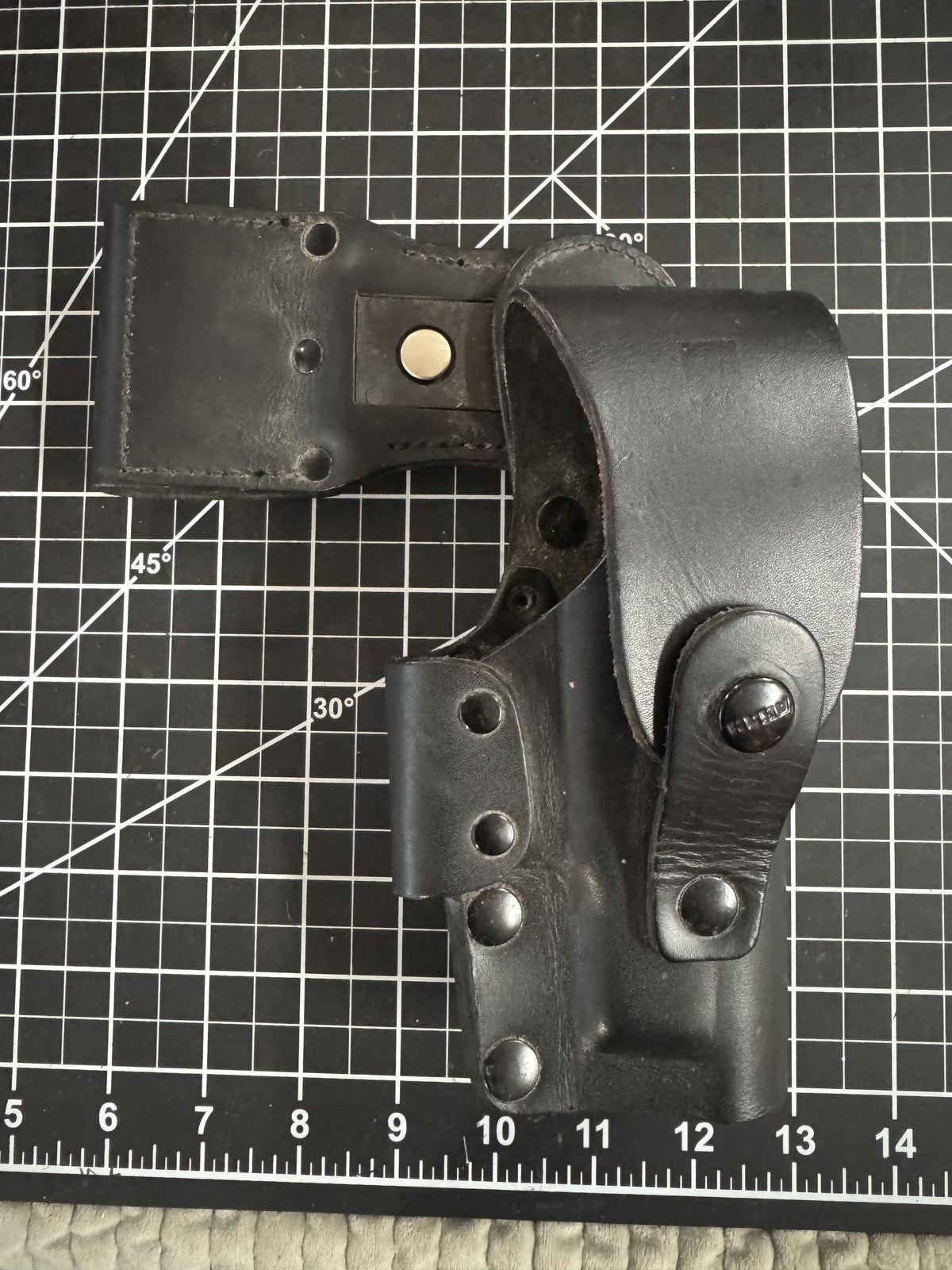 AKAH German Police Holster RT. HAND Marked 3-96 Black Heavy Leather Solid