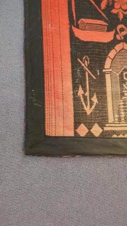 Antique Civil War Era Masonic Master's Carpet 34"x50" – Rare Fraternal Relic