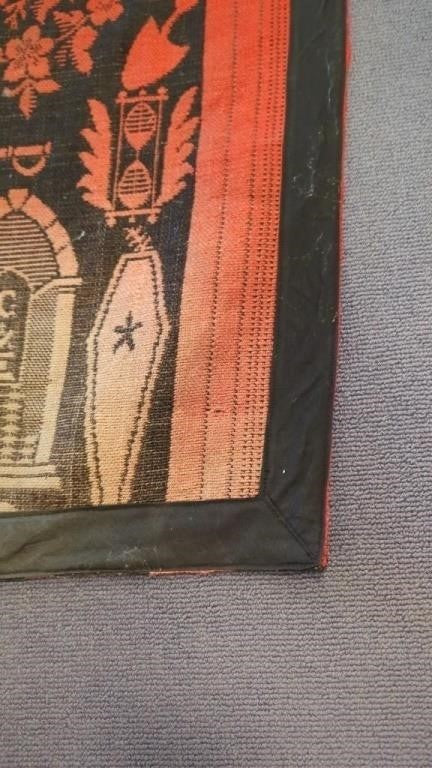 Antique Civil War Era Masonic Master's Carpet 34"x50" – Rare Fraternal Relic
