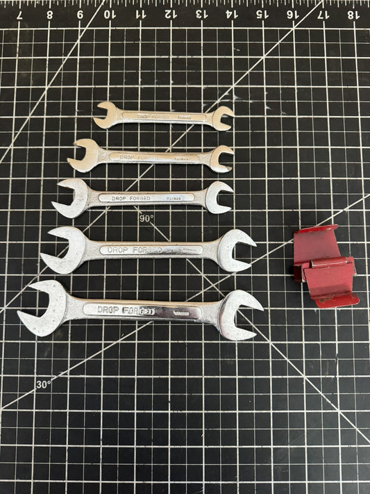 Vintage GCW Offset Double Open Wrench Set (5pcs + Holder) – Taiwan – Metric