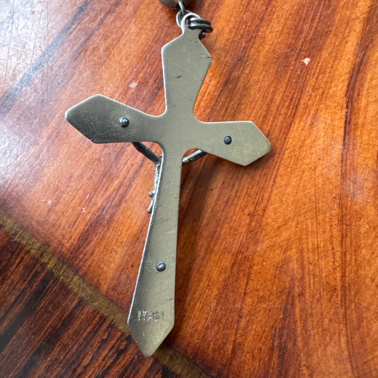 Vintage Catholic Religious Light Brown Rosary. Made In Italy