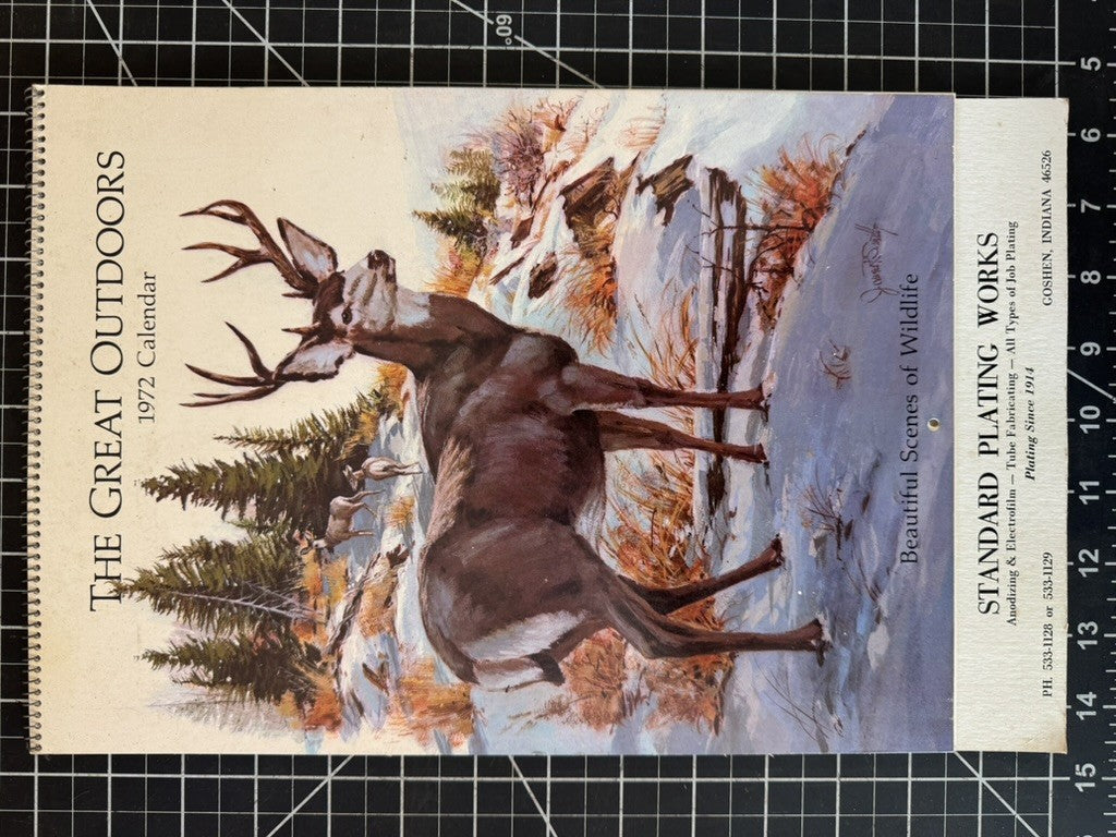 1972 Advertising Calendar – The Great Outdoors – Wildlife Scenes – Plating Works
