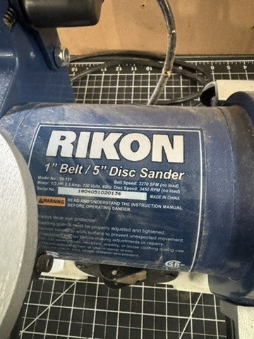 Rikon 50-151 Belt & Disc Sander – 1” Belt / 5” Disc – Gently Used – Great Cond