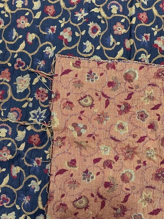 Vintage Floral Tapestry Fabric Panel – 62.5" x 47.5" – Black, Rust, Gold, Yellow