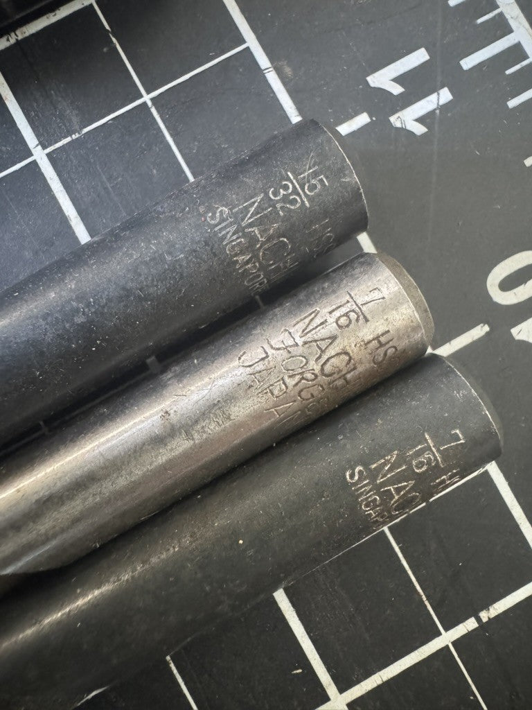 Lot of 11 Nachi HSS Drill Bits – Mixed Sizes – Japan & Singapore