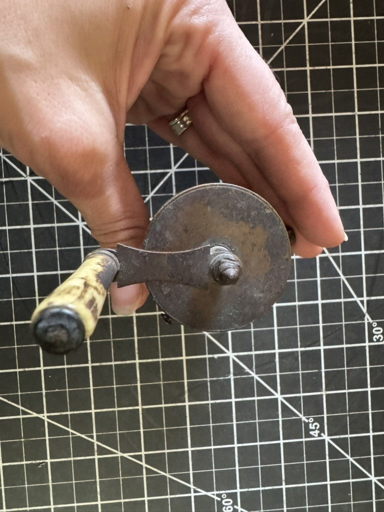 Antique Brass Hand-Operated Clamp – Bone Handle – Screw Crank – 4” – Engraved