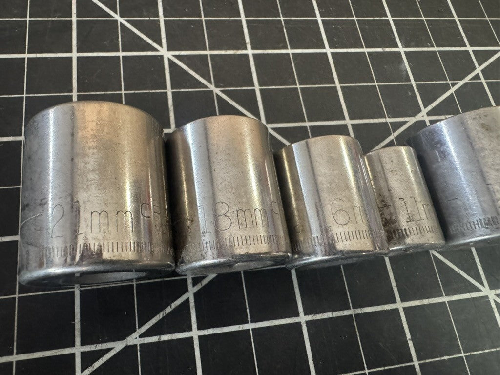 Vintage Craftsman G-Series 11pc Metric Socket Set – 9mm to 21mm – USA
