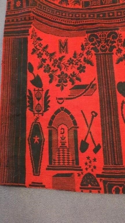 Antique Civil War Era Masonic Master's Carpet 34"x50" – Rare Fraternal Relic