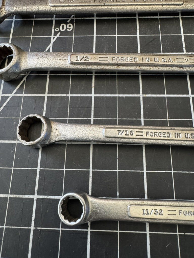 Vintage Craftsman Lot of 6 Combination Wrenches – SAE Sizes 3/4” to 11/32” – USA