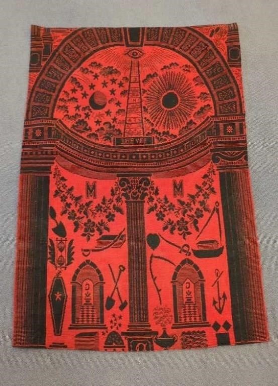 Antique Civil War Era Masonic Master's Carpet 34"x50" – Rare Fraternal Relic