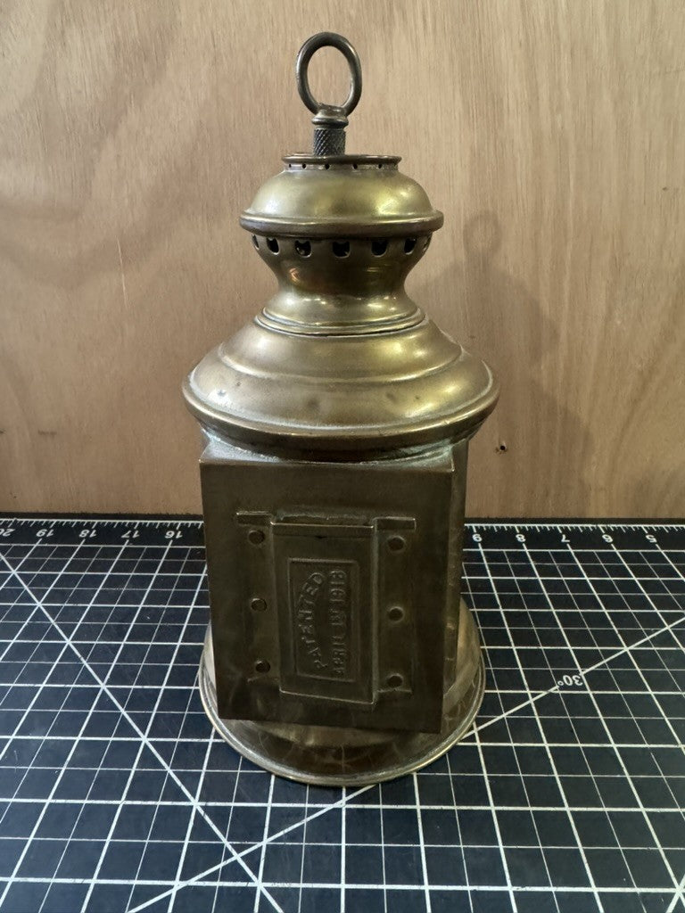 Antique Maritime Boat Lantern – Red & Blue Ship Oil Lamp – Triplex Trademark