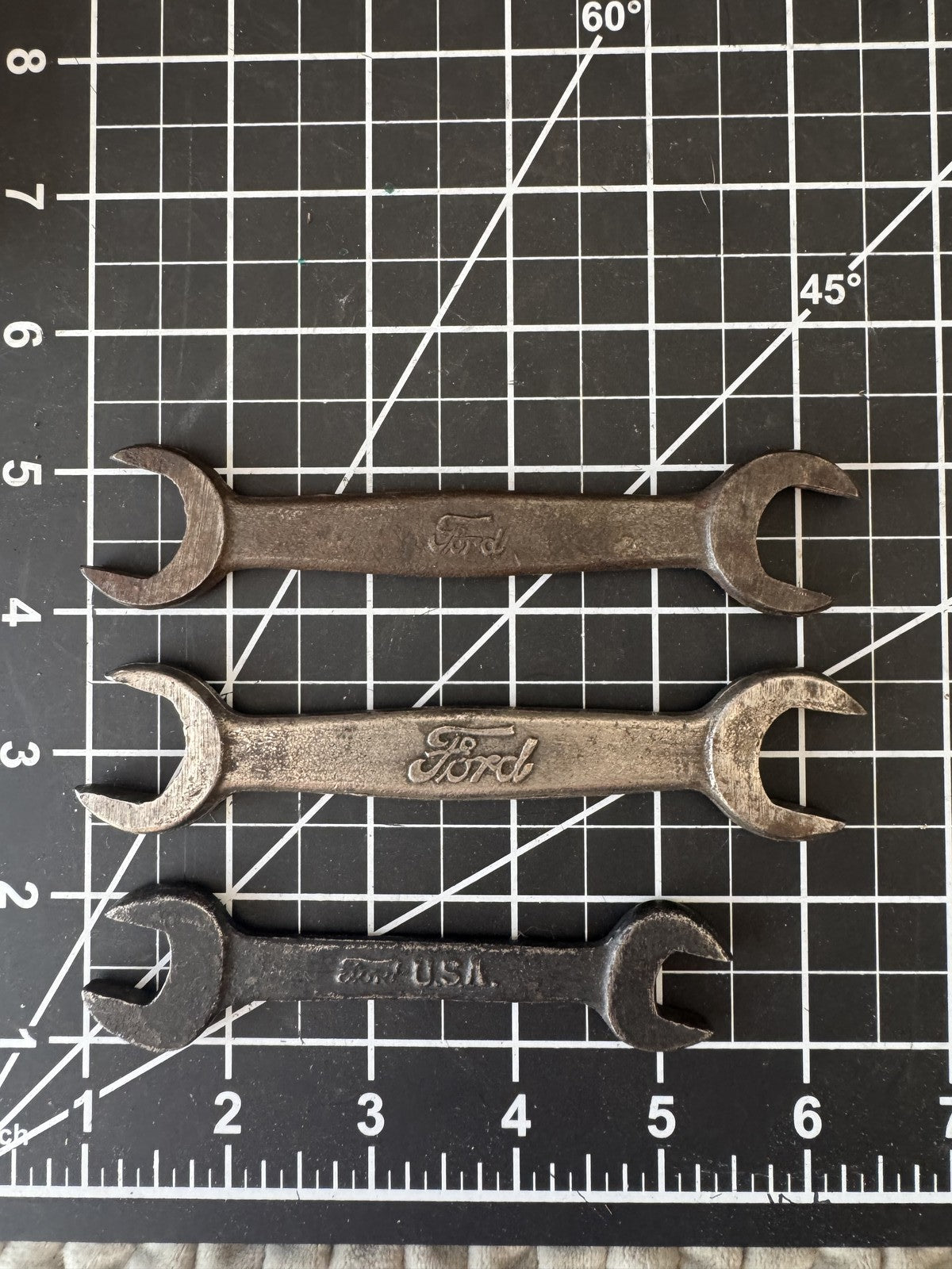 Lot of 3 Vintage Ford Motor Co. Open End Wrenches – USA – 5" & 6"