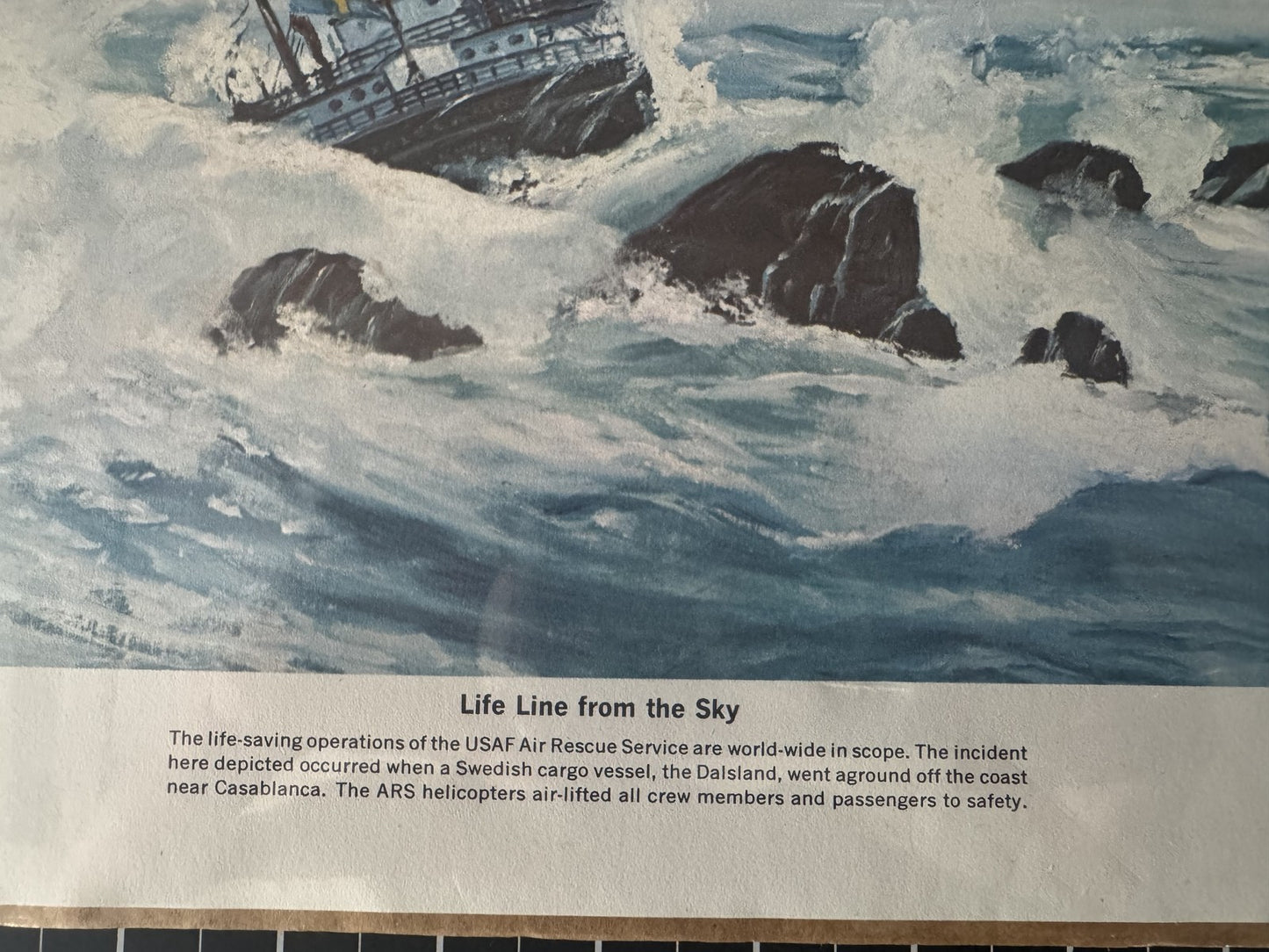 1970 "Life Line From The Sky" Military Art Print by Hubbell VTG USMC Aviation