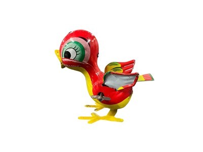 1950s Mikuna Lithographed Tin Wind-Up Baby Bird Toy – Japan – Functional