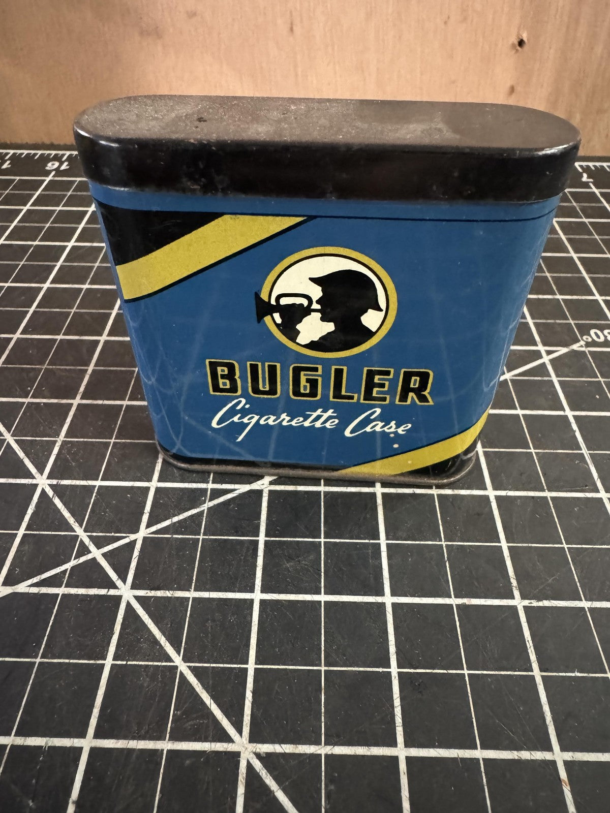 Vintage Advertising Bugler Cigarette Case Tin – Pocket Tobacco Tin – 3” Tall