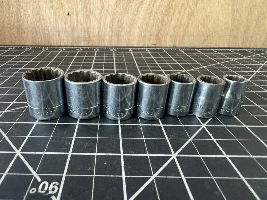 Vintage Craftsman V-Series 7pc Socket Set – 3/8” to 3/4” – 12pt – USA