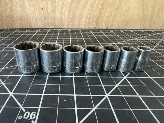 Vintage Craftsman V-Series 7pc Socket Set – 3/8” to 3/4” – 12pt – USA