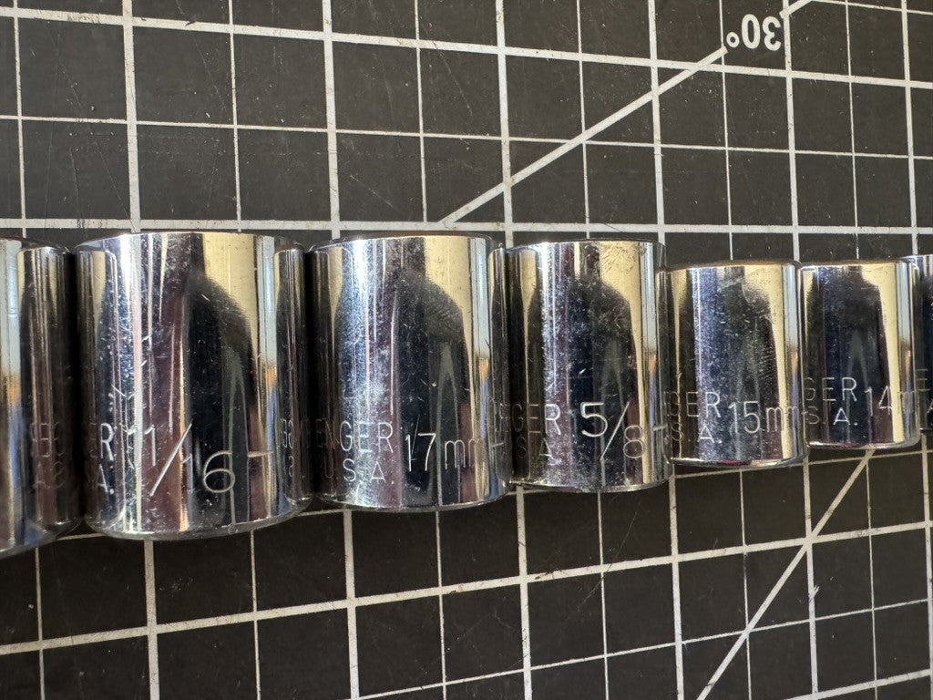 Vintage Challenger by Proto 17pc Socket Lot – SAE & Metric Mixed – USA