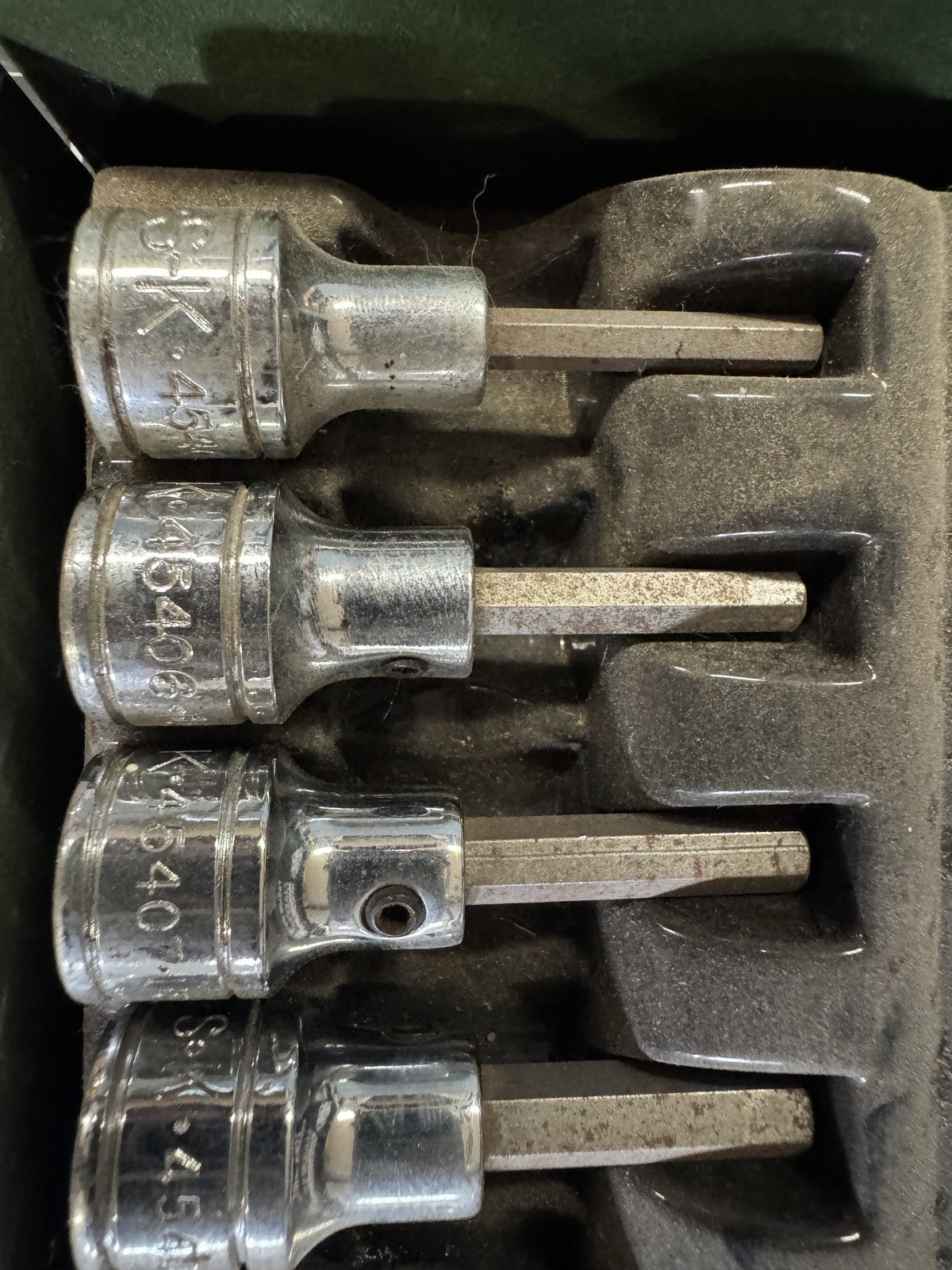 S-K 9pc Fractional Hex Bit Set – 3/8” & 1/2” Drive, Vintage w/ Original Tin